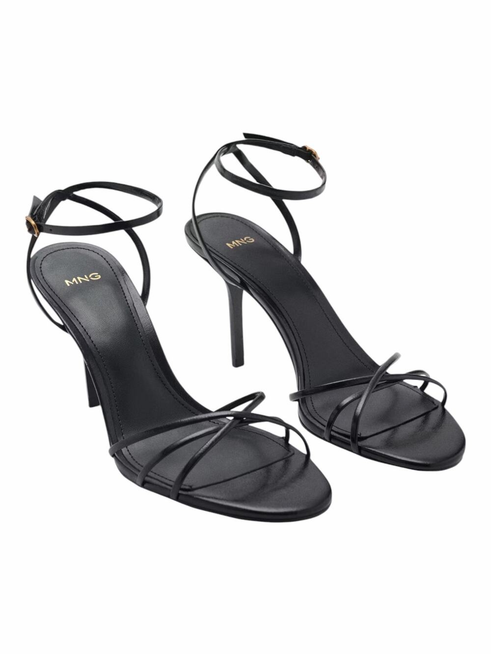 Mango Strappy Ankle Strap Heeled Sandal Black Size 41/ 9.5